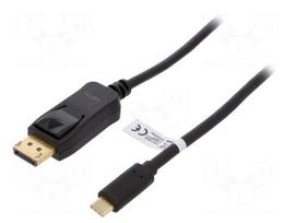 Adapter | DisplayPort plug,USB C plug | 1.8m | Colour: black