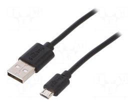 Cable | USB 2.0 | USB A plug,USB B micro plug | 0.5m | black