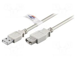 Cable | USB 2.0 | USB A socket,USB A plug | 5m | grey | 480Mbps