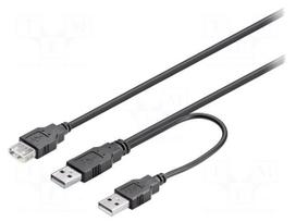 Cable | High Speed,USB 2.0 | USB A socket,USB A plug x2 | 0.3m