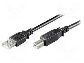 Cable | USB 2.0 | USB A plug,USB B plug | 1.8m | black | Core: Cu