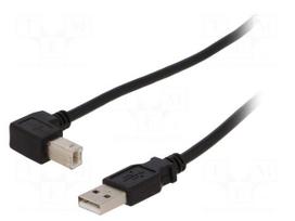 Cable | USB 2.0 | USB A plug,USB B angled plug | 0.5m | black