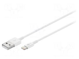 Cable | USB 2.0 | USB A plug,Apple Lightning plug | 0.5m | white