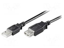 Cable | USB 2.0 | USB A socket,USB A plug | 3m | black | Core: Cu