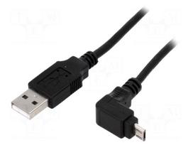 Cable | USB 2.0 | USB A plug,USB B micro plug (angle) | 1.8m | black