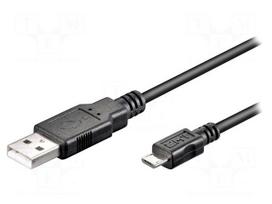 Cable | USB 2.0 | USB A plug,USB B micro plug | 0.3m | black | Core: Cu