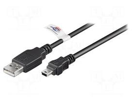 Cable | USB 2.0 | USB A plug,USB B mini plug | 1.8m | black | Core: Cu
