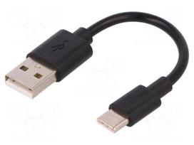 Cable | USB 2.0 | USB A plug,USB C plug | 0.1m | black | Core: Cu