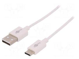 Cable | USB 2.0 | USB A plug,USB C plug | 1m | white | Core: Cu | 480Mbps