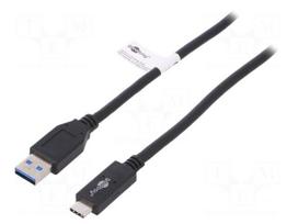 Cable | USB 3.1 | USB A plug,USB C plug | 1m | black | 10Gbps