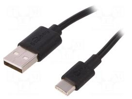 Cable | USB 2.0 | USB A plug,USB C plug | 3m | black | Core: Cu | 480Mbps