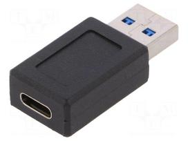 Adapter | USB 3.0 | USB A plug,USB C socket | Colour: black