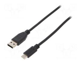Cable | USB 2.0 | USB A plug,USB C plug | 500mm | black