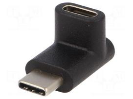 Adapter | USB 3.0 | USB C socket,USB C angled plug | Colour: black