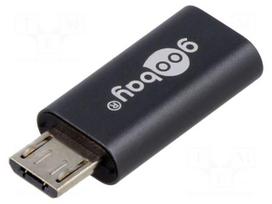 Adapter | USB 2.0 | USB B micro plug,USB C socket | Colour: grey