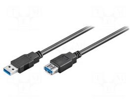 Cable | USB 3.0 | USB A socket,USB A plug | 3m | black | Core: Cu | 5Gbps