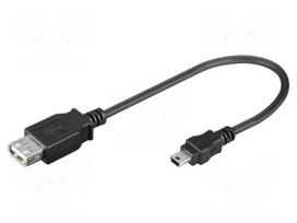 Cable | USB 2.0 | USB A socket,USB B mini plug | 0.2m | black