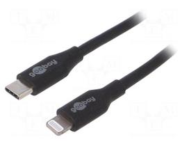 Cable | USB 2.0 | Apple Lightning plug,USB C plug | 1m | black | 87W