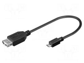 Cable | USB 2.0 | USB A socket,USB B micro plug | 0.2m | black