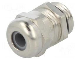 Cable gland | PG9 | IP68 | Mat: brass | Body plating: nickel