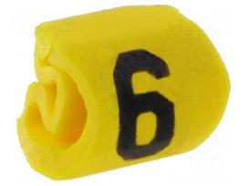 Markers for cables and wires | Label symbol: 6 | 1÷3mm | PVC | yellow