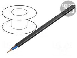 Wire | OMY | flat | stranded | Cu | 2x1mm2 | PVC | black | 300V | Class: 5 | 100m