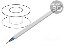 Wire | OMY | flat | stranded | Cu | 2x1mm2 | PVC | white | 300V | Class: 5 | 100m