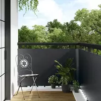 Balkono uždanga Tamsiai pilka 500 x 100 cm poliratanas