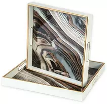 Dekoratyvinis stiklinis padėklas ONYX, 40 x 40 x 4,5 cm