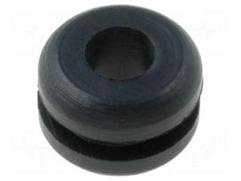Grommet | Ømount.hole: 6.4mm | Øhole: 4mm | rubber | black