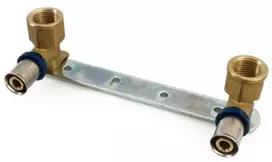 Presuojamos prietaisinės alkūnės su tvirtinimo plokštele GENERAL FITTINGS, DN16 x 1/2