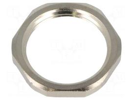 Nut | with earthing | M25 | brass | nickel | Thk: 3.5mm | Spanner: 30mm