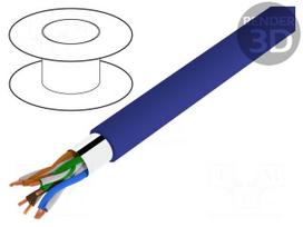 Wire | F/UTP | 5e | stranded | CCA | 4x2x26AWG | PVC | blue | 100m | 5.6mm
