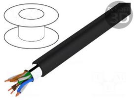 Wire | U/UTP | 5e | outdoor | solid | Cu | 4x2x24AWG | PE | black | 100m | 6.3mm