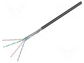 Wire | SF/UTP | 5e | outdoor | solid | CCA | 4x2x24AWG | PE | black | 100m