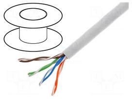 Wire | U/UTP | 5e | stranded | CCA | 4x2x26AWG | PVC | grey | 100m | 5mm