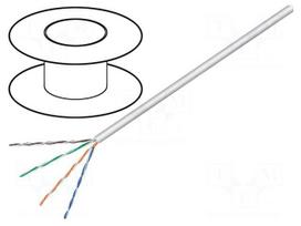Wire | U/UTP | 5e | solid | CCA | 4x2x24AWG | PVC | grey | 100m | 5mm