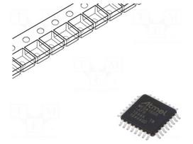 AVR microcontroller | EEPROM: 256B | SRAM: 2kB | Flash: 16kB | TQFP32