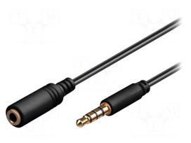Cable | Jack 3,5mm 4pin plug,Jack 3.5mm 4pin socket | 1.5m | black