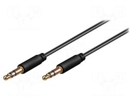 Cable | Jack 3.5mm 3pin plug,both sides | 1.5m | black | Øout: 2.6mm