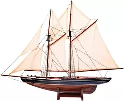 Mirtop Medinis burlaivio „Bluenose“ modelis 78 cm – jūrinių interjerų dekoras