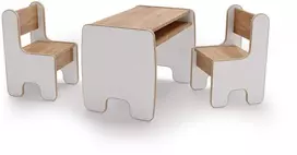 Stalas ir 2 kėdės balta/ąžuolas