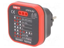 Tester: power socket tester | 3 LED | Plug: EU | 230VAC | 50÷60Hz