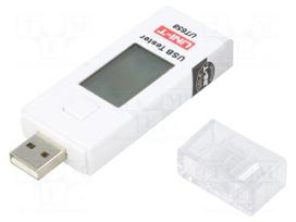 Tester: USB socket | LCD | VDC: 3÷9V | 10mVDC | 10mA | Range: 0÷9999mAh