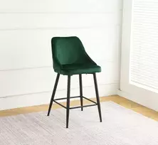 Re Stock Furniture Aksominė pusbario kėdė „Deka“, tamsiai žalia