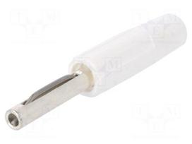 Plug | 4mm banana | 10A | 60VDC | white | non-insulated | for cable | 10mΩ