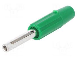 Plug | 4mm banana | 10A | 60VDC | green | non-insulated | for cable | 10mΩ