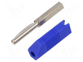 Plug | 4mm banana | 16A | 50VDC | blue | for cable | 2.5mm2