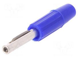 Plug | 4mm banana | 10A | 60VDC | blue | non-insulated | for cable | 10mΩ