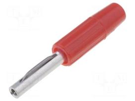 Plug | 4mm banana | 10A | 60VDC | red | non-insulated | for cable | 10mΩ